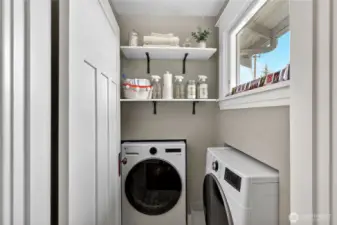 Functional laundry closet.