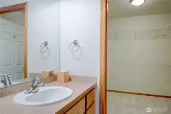 Opens to large walk-in closet