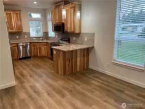 View of kitchen from dining room.