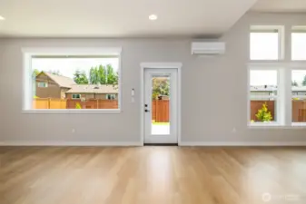 The back door opens onto a large patio.