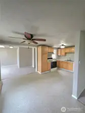 View of Kitchen w/ space for dining and family room