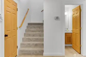 As you enter the front door, you have a spacious entry way with closet and mainfloor 1/2 bath.
