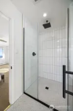 Walk in shower with glass door