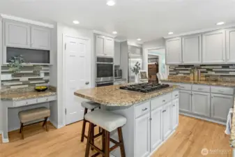 Pocket door can close off the kitchen from the dining area.