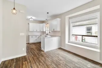 Dining area with built in window bench