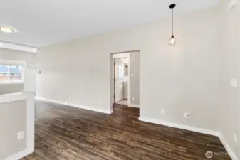 From dining area, the hallway entrance to the bedrooms