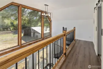 Striking upper level overlooking the main level with dramatic views.