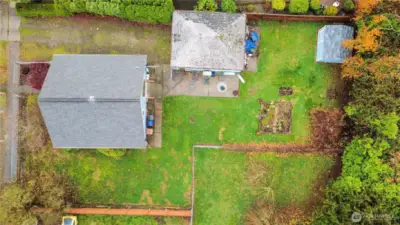 Drone of home, garage and lot.