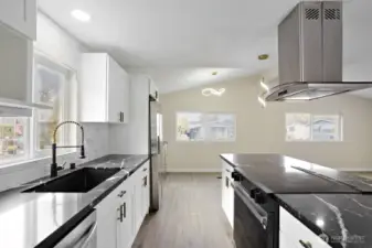Kitchen with lots of counter space & plenty of cabinet storage