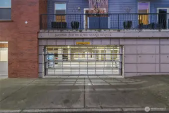 Secure, gated parking garage.