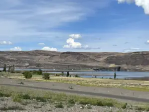 View from the lot looking towards the Vantage Bridge