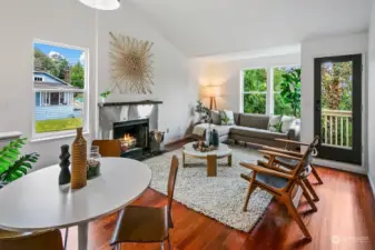 Open concept living area with dining area