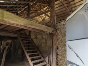 Barn Loft Stairs, note the amazing hand hewn beams