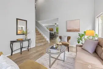 Enter into the Living area with vaulted ceilings