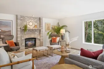 Warm yourself on a cool winter evening by the gas fireplace.