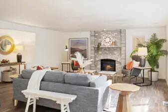 X-large Family Room with bump-out for potential media space.