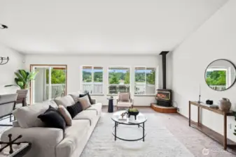 Cozy wood-burning fireplace for year-round warmth and ambiance.
