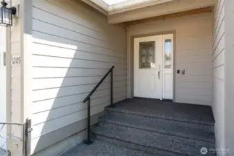 Exposed aggregate front porch for low maintenance