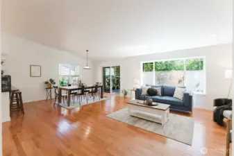 Vaulted ceilings give an airy feel to the home