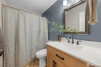 lovely hall bathroom with new vanity