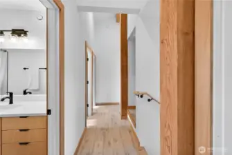 Upstairs hallway looking West.