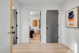 Entry-level foyer with spacious coat closet.