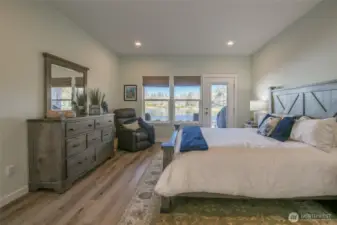 Primary bedroom with serence lake views