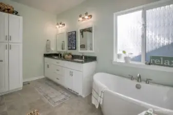 Spa-like bathroom with plenty of storage