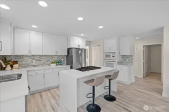 Great kitchen storage with abundance of cabinets and a pantry