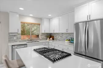 Close up of the gas cooktop