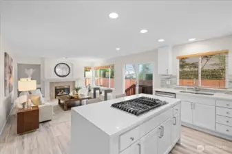 View from kitchen into the family room