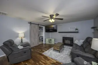 Added Barn Door feature to laundry/mud room to save door space. That means more functioning space!