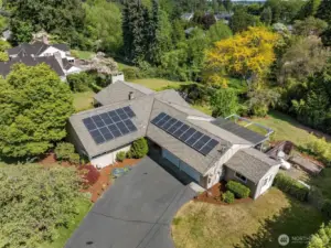 Ariel view of home with Solar Panels!