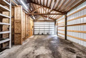 Interior of large Pole building with built in storage