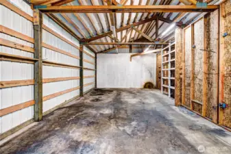 Divided spaces inside of the 1280 sq foot Pole Building