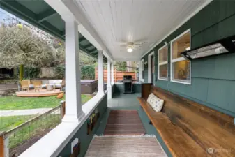 Many friends have gathered under this covered porch on both our sunny and rainy days and nights.