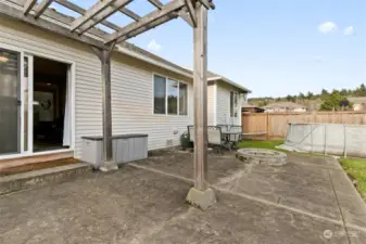 Large patio with pergola