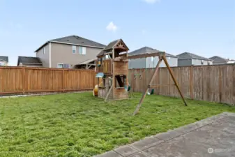 Fully fenced back yard.