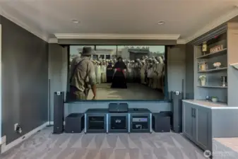 Room is "home theater ready" for your equipment and screen