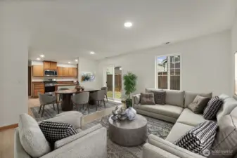 Family room & dining room (Virtually staged)