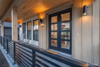 Custom powder-coated black matt steal railing.