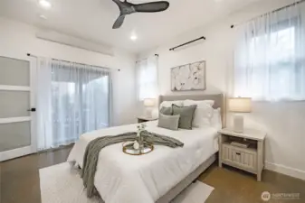 Upgraded full size windows in primary bedroom and bathroom.