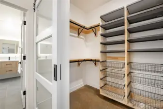 Walk-in closet in primary bedroom