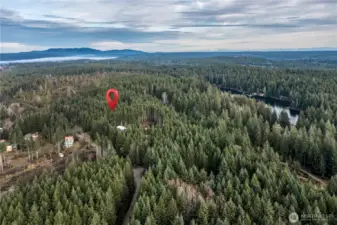 Aerial view that includes Coon and Trails End Lakes