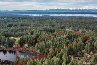 Aerial photo  with Hood Canal in the distance