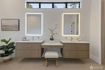 Enjoy getting ready for the day with the heated tile floors and roomy bathroom.