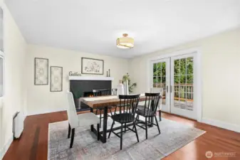 Dining Room with wood-burning fireplace