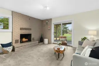 Bonus room wood-burning fireplace