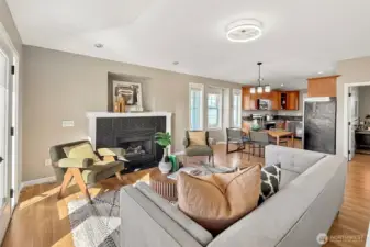 Comfortable living area with fireplace and modern finishes