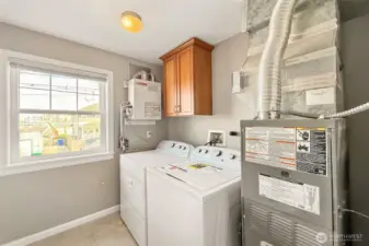 Laundry area with new washer and dryer
